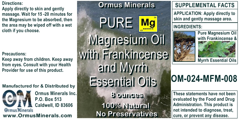 Ormus Minerals Magnesium Oil with Frankincense & Myrrh Essential Oils