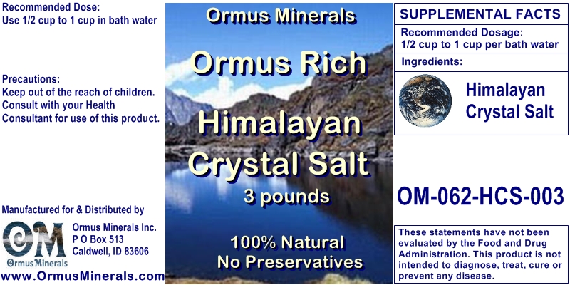 Ormus Minerals Himalayan Crystal Salt 3 lbs