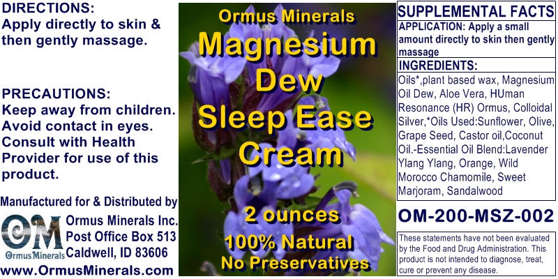 Ormus Minerals Magnesium Dew Sleep Ease Cream Ormus Minerals Magnesium Dew Sleep Ease Cream